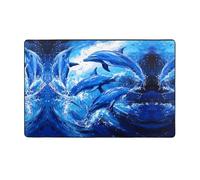 VVXBHGR Alfombra de tela de franela con estampado de delfín azul en el océano, 152 x 99 cm, para sala de estar, oficina, mesa de café, cama, balcón
