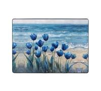 VVXBHGR Blue Tulips by the Sea Prints Alfombra de 80 x 58 pulgadas para sala de estar, oficina, mesa de café, cama, balcón, suave, esponjosa, absorbente de agua, duradera