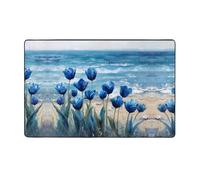 VVXBHGR Blue Tulips by the Sea Prints - Alfombra de tela de franela de 60 x 39 pulgadas para sala de estar, oficina, mesa de café, cama, balcón