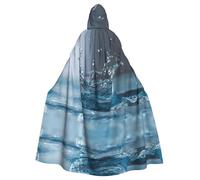 VVXBHGR Capa con capucha de Halloween para adultos, diseño de olas de agua, cómodo y suave, con ala grande, adecuado para fiestas de baile y reuniones