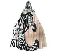 VVXBHGR Capa con capucha para adultos de Halloween con diseño de cebra que mira alrededor, estampado cómodo y suave con ala grande, adecuado para fiestas de baile y reuniones