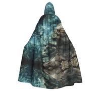 VVXBHGR Capa con capucha para adultos de Halloween con estampado de agua de manantial transparente cómoda y suave con ala grande, adecuada para fiestas de baile y reuniones