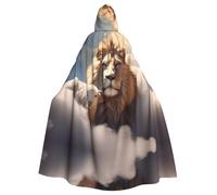VVXBHGR Capa con capucha para adultos de Halloween con estampado de cordero con un león en las nubes, cómoda y suave con ala grande, adecuada para fiestas de baile y reuniones