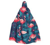 VVXBHGR Capa con capucha para adultos de Halloween con estampado de flamenco rosa, cómoda y suave con ala grande, adecuada para fiestas de baile y reuniones