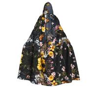 VVXBHGR Capa con capucha para adultos de Halloween con estampado de flores silvestres de asfalto cómodo y suave con ala grande, adecuado para fiestas de baile y reuniones
