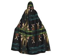 VVXBHGR Capa con capucha para adultos de Halloween The Elf of Learning Magic Books Prints cómoda y suave con ala grande adecuada para fiestas de baile y reuniones