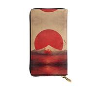 VVXBHGR Cartera de mano larga de cuero con estampado The Rising Sun, cómodo y ligero, cierre de cremallera para guardar monedas y tarjetas de crédito.