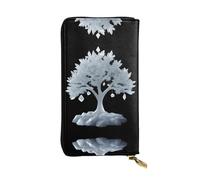 VVXBHGR Cartera de mano larga de cuero, un árbol grande cubierto con impresiones heladas, cierre de cremallera cómodo y ligero para guardar monedas y tarjetas de crédito.