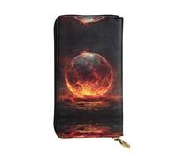 VVXBHGR Cartera larga de cuero con estampado de bolas de fuego, cómodo y ligero, cierre de cremallera para guardar monedas y tarjetas de crédito.