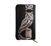 VVXBHGR Cartera larga de cuero con estampado de búho siniestro, cómodo y ligero, cierre de cremallera para guardar monedas y tarjetas de crédito.