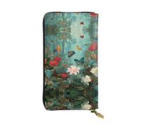 VVXBHGR Cartera larga de cuero con estampado de flores en la selva tropical, cierre de cremallera cómodo y ligero para guardar monedas y tarjetas de crédito.
