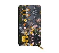 VVXBHGR Cartera larga de cuero con estampado de flores silvestres de asfalto, cómodo y ligero, cierre de cremallera para guardar monedas y tarjetas de crédito.