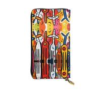 VVXBHGR Cartera larga de cuero con estampado de graffiti extraño, cierre de cremallera cómodo y ligero para guardar monedas y tarjetas de crédito.