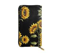 VVXBHGR Cartera larga de cuero con estampado de sol, cómodo y ligero cierre de cremallera para guardar monedas y tarjetas de crédito.