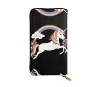 VVXBHGR Cartera larga de cuero con estampado de unicornios en el arco iris, cierre de cremallera cómodo y ligero para guardar monedas y tarjetas de crédito.