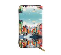 VVXBHGR Cartera larga de cuero con estampado de zonas rurales vibrantes, cierre de cremallera cómodo y ligero para guardar monedas y tarjetas de crédito.