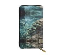 VVXBHGR Cartera larga de cuero transparente con estampado de agua de manantial, cómodo y ligero, cierre de cremallera para guardar monedas y tarjetas de crédito.
