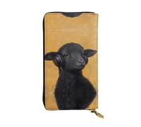VVXBHGR Cartera larga de piel con diseño de oveja negra para escuchar música, cómodo y ligero, cierre de cremallera para guardar monedas y tarjetas de crédito.