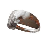 VVXBHGR Diadema elástica con estampado de pavo real blanco con serigrafía abierta para hombres y mujeres, suave, de secado rápido