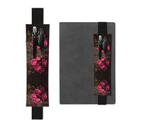 VVXBHGR Estuche de piel de PVC con estampado de racimo de rosas suculentas negras, 2 en 1, antideslizante, esencial para cuentas de viaje, Black, Talla única, Mochila escolar