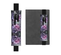VVXBHGR Estuche de piel de PVC con estampado de rosas negras y moradas 2 en 1, antideslizante, esencial para cuentas de viaje, Black, Talla única, Mochila escolar