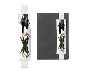 VVXBHGR Estuche para lápices de piel de PVC con estampado de flores de tulipán negro, 2 en 1, antideslizante, esencial para cuentas de viaje, White, Talla única, Mochila escolar