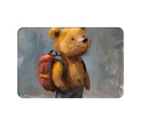 VVXBHGR Felpudo de 40,6 x 61 cm, diseño de oso que viaja por el mundo, absorbe el agua, antideslizante, para puertas delanteras, entradas y baños
