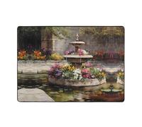 VVXBHGR Flowers by the fountain - Alfombra de área de 80 x 58 pulgadas para sala de estar, oficina, mesa de café, cama, balcón, suave, esponjosa, absorbente de agua, duradera