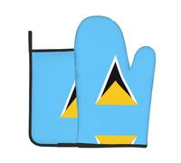 VVXBHGR Juego de dos piezas de guantes resistentes al calor de alta gama y almohadillas aislantes para hornear con la bandera de Santa Lucía