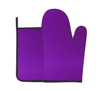 VVXBHGR Juego de dos piezas de guantes resistentes al calor y almohadillas aislantes de alta gama para hornear en la cocina con estampados morados oscuros