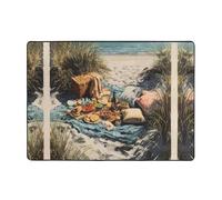 VVXBHGR Picnic by the sea Prints Alfombra de área de 80 x 58 pulgadas para sala de estar, oficina, mesa de café, cama, balcón, suave, esponjosa, absorbente de agua, duradera