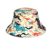 VVXBHGR Sombrero reflectante de doble cara con estampado de caballo al galope, plegable, para playa, camping, color negro