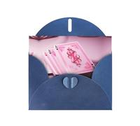 VVXBHGR Tarjeta de felicitación azul con diseño de cheques en blanco y perlas, hermoso bloque de notas en blanco, impresiones de cartas rosas