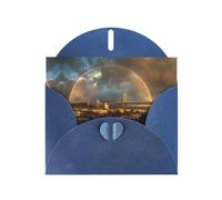 VVXBHGR Tarjeta de felicitación azul con diseño de cuadros en blanco y perlas, hermoso bloque de notas en blanco, el arco iris después de la lluvia