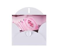 VVXBHGR Tarjeta de felicitación blanca con diseño de cheques en blanco y perlas, hermoso bloque de notas en blanco, impresiones de cartas rosas