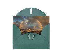 VVXBHGR Tarjeta de felicitación de día festivo verde oscuro y perla, hermoso bloque de notas en blanco, el arco iris después de la lluvia