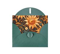 VVXBHGR - Tarjeta de felicitación de día festivo verde oscuro y perla, hermoso bloque de notas en blanco, patrón de líneas de girasol