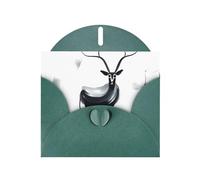 VVXBHGR - Tarjeta de felicitación en blanco con diseño de antílope extraño color verde oscuro y perla