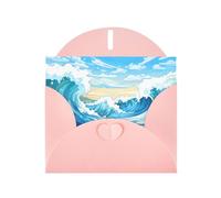 VVXBHGR - Tarjeta de felicitación en blanco con patrón de ondas rodantes y perlas en blanco