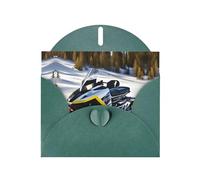 VVXBHGR Tarjeta de felicitación en blanco verde oscuro y perla, hermoso bloque de notas en blanco, impresiones avanzadas de motos de nieve