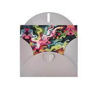 VVXBHGR - Tarjeta de felicitación en blanco y perla, diseño de ondas coloridas