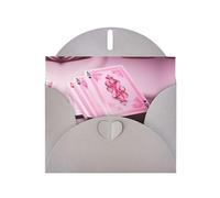 VVXBHGR Tarjeta de felicitación gris con diseño de cheques en blanco y perlas, hermoso bloque de notas en blanco, impresiones de cartas rosas