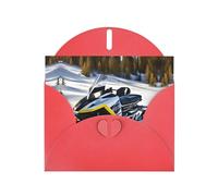 VVXBHGR Tarjeta de felicitación roja en blanco y perla, hermoso bloque de notas en blanco, impresiones avanzadas de motos de nieve