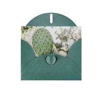 VVXBHGR Tarjeta de felicitación verde oscuro con estampado de cactus y perlas, hermoso bloque de notas en blanco