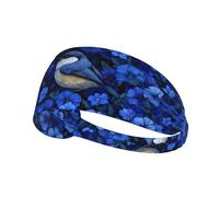 VVXBHGR The little bird in the blue flower prints Elastic Exercise Headband Sports Head Tie for Men and Women, Soft, Quick-Dry