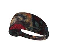 VVXBHGR Wolf among the red roses - Diadema elástica para ejercicio para hombres y mujeres, suave, de secado rápido