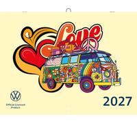 VW Broschürenkalender Illustrationen 2027: Wandkalender 28x21 cm (28x45 cm geöffnet) mit Illustrationen der VW Klassiker, Käfer, Bulli und Notizkalendarium