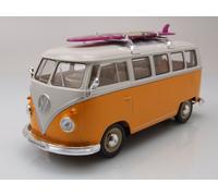 VW Clásico Bus T1 1962 Amarillo Blanco Con Tabla de Surf Modelo 1:24 Welly