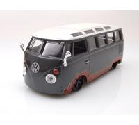 VW T1 Samba Bus Gris Metálico Plateado Con Llamas Maisto Modelo 1:25 1:24