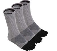 VWELL Calcetines deportivos de algodón con cinco dedos para correr, 3 pares, talla 7-11, Gris (3 pares), 7-11